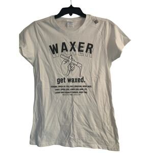 NWT Port & Company White WAXER T Shirt Get Waxed. Graphic Size XS